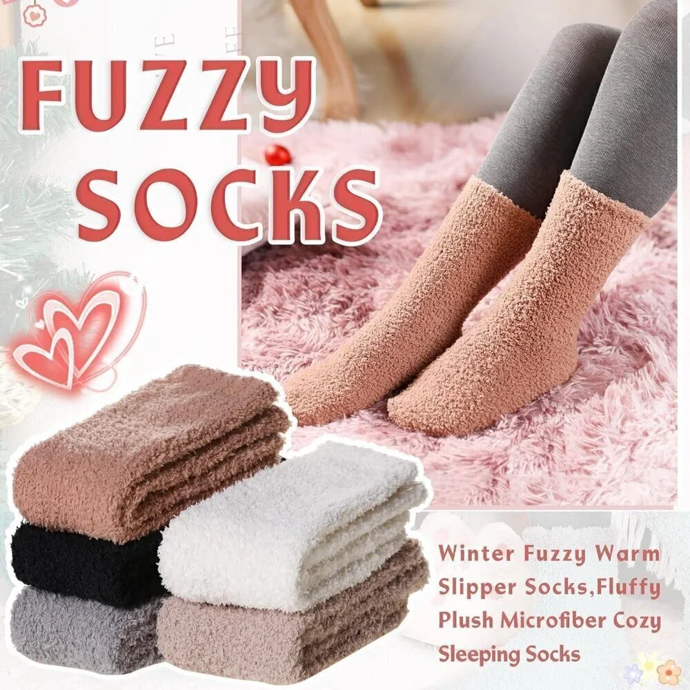 🆕Women Fuzzy Socks Soft Warm Fluffy Sleep Thermal Plush Casual Cozy Home Socks